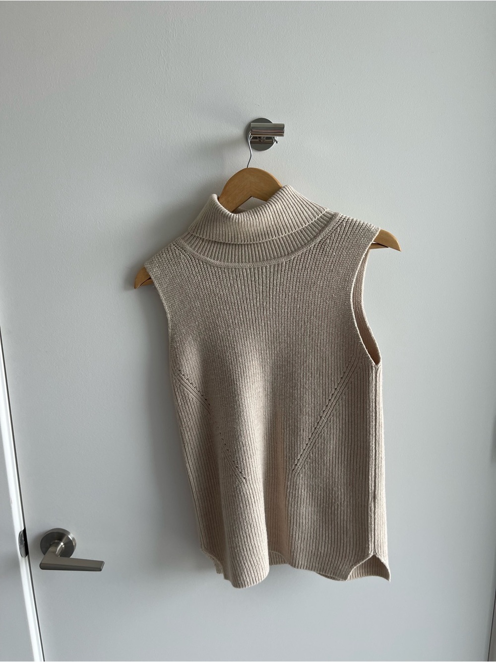 French Connection tan Sleeveless Turtleneck Knit Sweater Vest